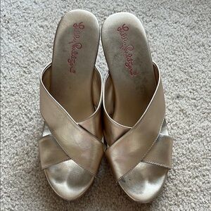 Lilly Pulitzer Gold Heels 6